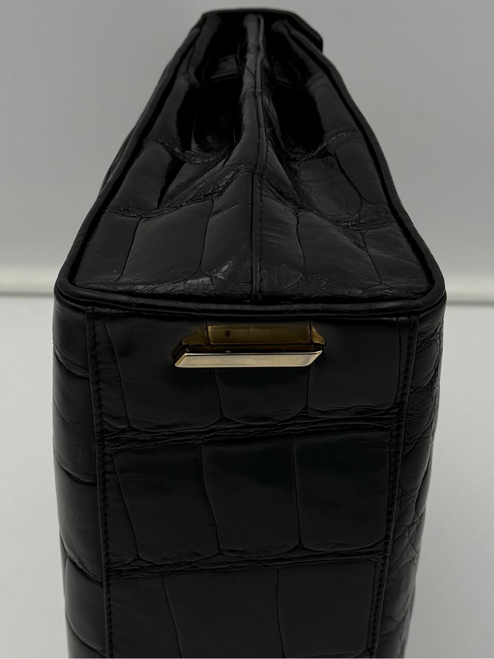 🐊COLOMBO 1937 MILANO • Black Exotic CROCODILE 32 Top-Handle Bag • Made in ITALY - Picture 12 of 16